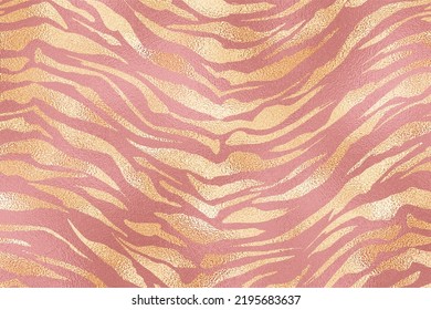 Gold And Pink Glam Tiger Skin Texture Background, Tiger Skin Pattern Background.