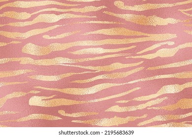 Gold And Pink Glam Tiger Skin Texture Background, Tiger Skin Pattern Background.