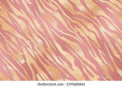 Gold And Pink Glam Tiger Skin Texture Background, Tiger Skin Pattern Background.