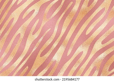 Gold And Pink Glam Zebra Skin Texture Background, Zebra Skin Pattern Background.