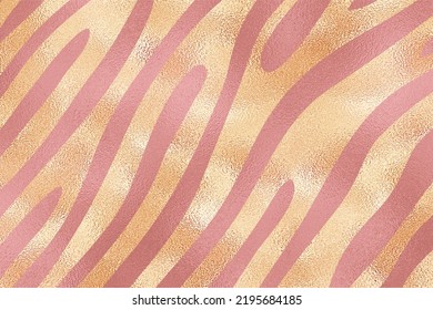 Gold And Pink Glam Zebra Skin Texture Background, Zebra Skin Pattern Background.