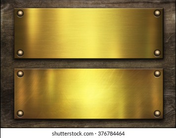 Gold Plaque On Wood Background