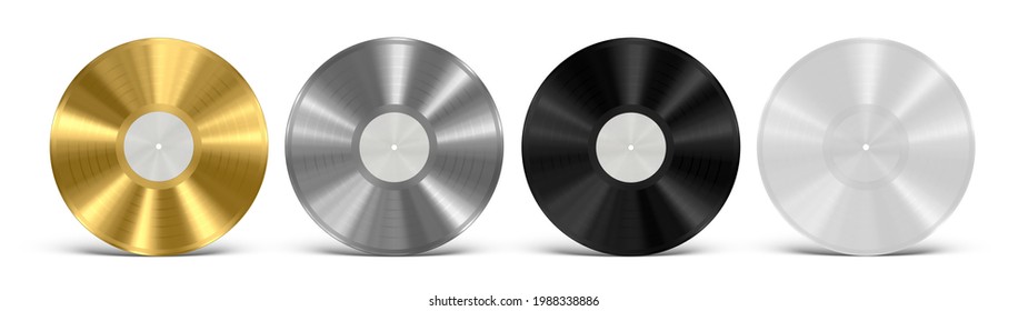 Gold Platinum Vinyl Black White Record Music Disc Award Blank 3D Rendering