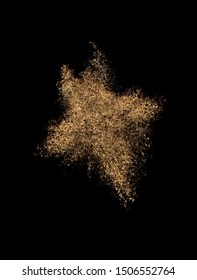 Gold powder particles explosio Magic mist glowing