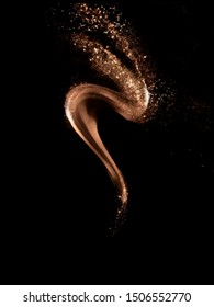Gold powder particles explosio Magic mist glowing