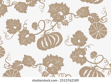 Gold pumpkins pattern illustration background