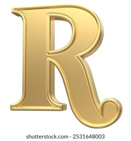 Gold R Font 3D Render With White Background - Powered by Shutterstock