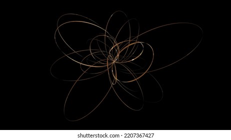 Gold Random Ecliptic Orbit Of Electron (3D Rendering)