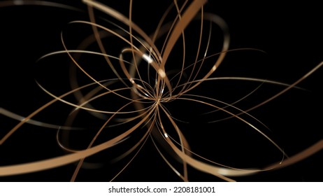 Gold Random Ecliptic Orbit Of Electron (3D Rendering)