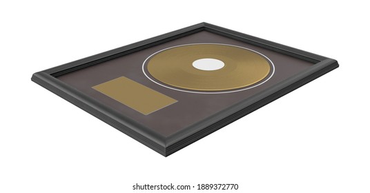 Gold Record Award 3D Illustration On White Background