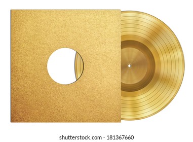 Gold Record Music Disc Award In Sleeve Isolated