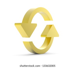 Gold Refresh Icon 3D