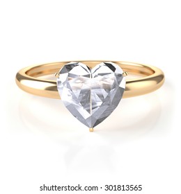 Gold Ring With Heart Shaped Diamond