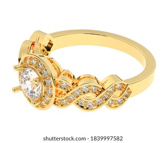 Gold Ring Isolated On White Background. 3d Rendering - Illustration