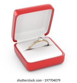 Gold Ring In Red Velvet Box