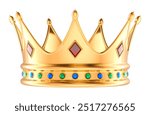 Gold Royal Crown, 3D rendering isolated on white background