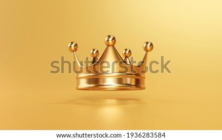 Gold royal king crown on golden background with emperor treasure. 3D rendering. Foto stock © 