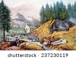 The Gold Rush, gold mining in California, ca. 1849, lithograph by Currier & Ives, 1871.