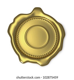 Gold Seal Of Approval On White Background