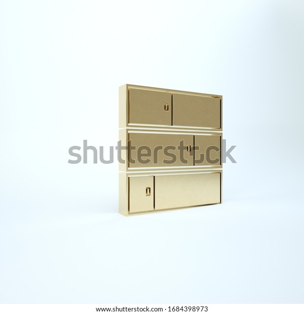 白い背景に金色の棚アイコン 棚の標識 3dイラスト3dレンダリング のイラスト素材