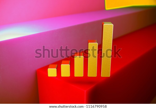 Gold Signal of\
Music Icon on the Candy and Orange Geometric Background. 3D\
Illustration of Gold Audio, Impulse, Music, Signal, Sound Icon Set\
With Color Boxes on Candy\
Background.
