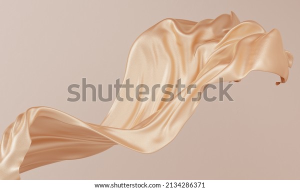 Gold silk fabric background, 3d\
rendering golden cloth material beautiful\
folds.