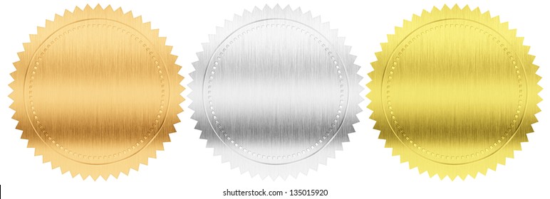 gold, silver and bronze foil seals or stamps isolated with clipping path included - Powered by Shutterstock