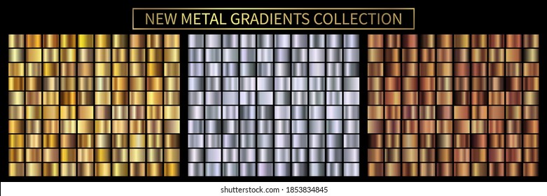 Gold  silver  bronze gradients  Collection colorful awards gradient illustrations for backgrounds  cover  frame  ribbon  banner  coin  label  flyer  card  poster  ring etc 
