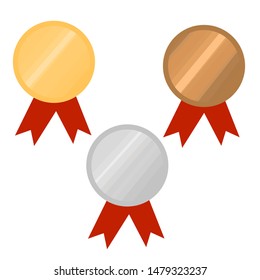 Gold, Silver And Bronze Medals. First, Second And Third Place. Simple Iconography