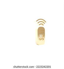 Gold Smart Remote Control System Icon Isolated On White Background. Internet Of Things Concept With Wireless Connection. 3d Illustration 3D Render.