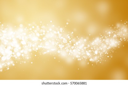 Gold Sparkle Rays Lights With Bokeh Elegant Abstract Holiday Background.