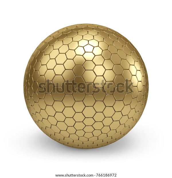 Gold Sphere Honeycomb Pattern Isolated On Stock Illustration 766186972