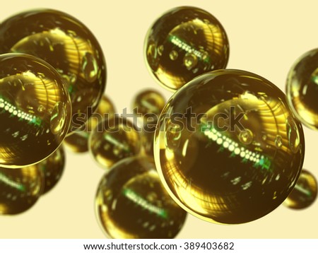 Gold Sphere Molecules Studio Environment Reflections Stock - 