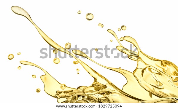 液体の金色のスプラッシュ スプラッシュオイルイラスト 抽象的な渦の背景 分離型3dレンダリング のイラスト素材