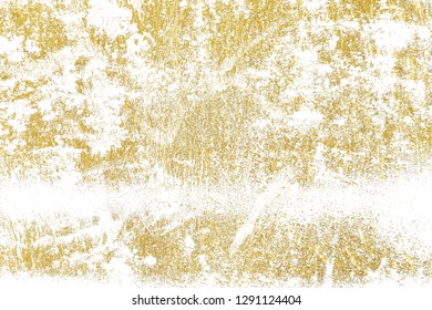 Gold splashes Texture. Brush stroke design element. Grunge golden background pattern of cracks, scuffs, chips, stains, ink spots, lines