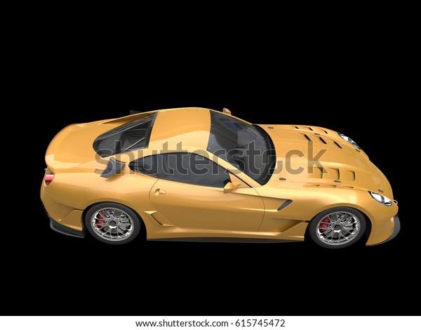 Gold\
sports car with black details - 3D\
Illustration