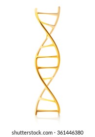 gold standard of fragment of human DNA molecule, 3d illustration isolated on white background