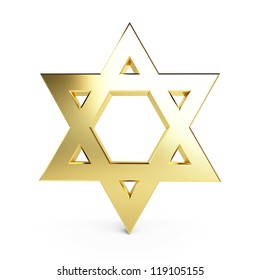 Gold Star Of David On A White Background