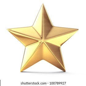 Gold Star Isolated On White