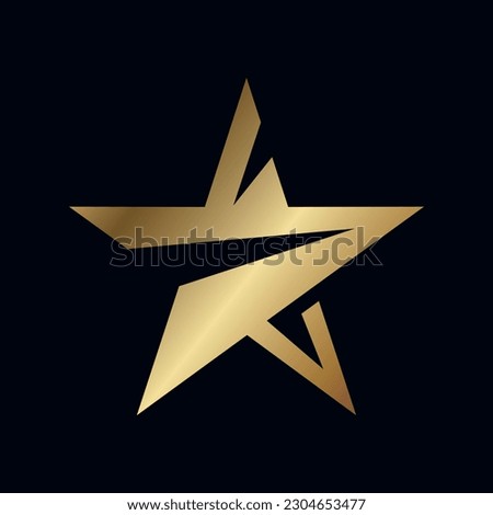 Gold Star Logo, Vector in elegant, Style with Black Background