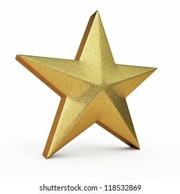 Gold Star Render (isolated On White And Clipping Path)