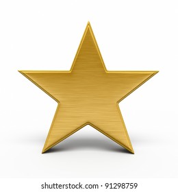 Gold Star Render (isolated On White And Clipping Path)