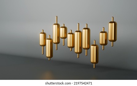 Gold Stock Market Trading Forex Investing Graph. 3D Rendering. 3D Illustration