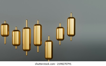 Gold Stock Market Trading Forex Investing Graph. 3D Rendering. 3D Illustration