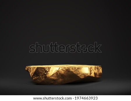 Gold stone podium for display cosmetic product on а black background. Clipping path included, 3d illustration Сток-фото © 