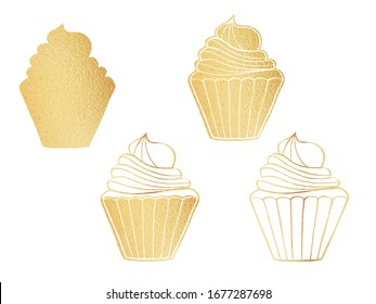 Gold Sweet Cupcake Bakery Logo Stock Illustration