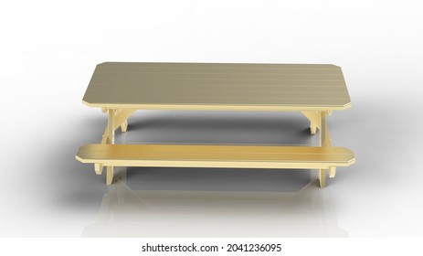 Gold Table On A White Background Side View 3d Render