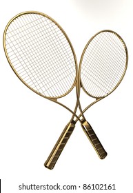 Gold tennis rackets.