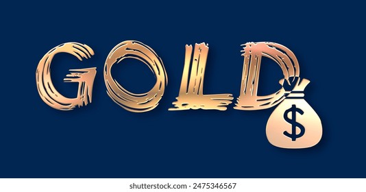 GOLD text with colored background