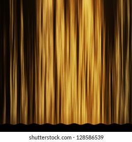 Gold Theater Stage Curtain With Light And Shadows.